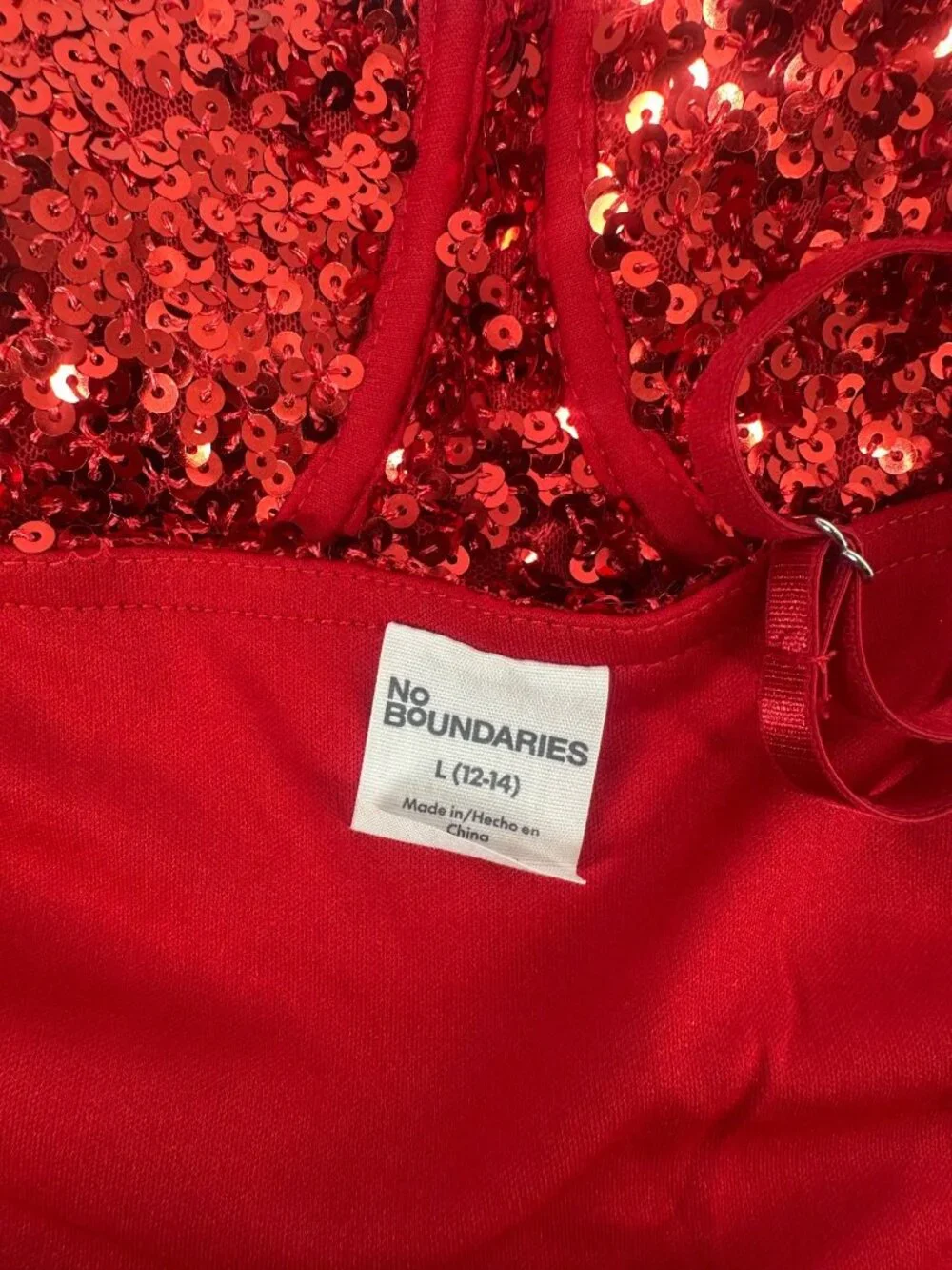No Boundaries Women’s Red Sequin Bustier Top Large Junior 12/14 Y2K Party Baddie - Picture 5 of 5